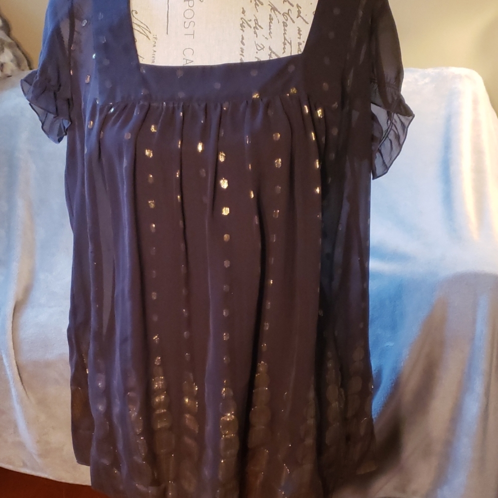 gorg silk DKNYC choc brn, gold top, so nice sz6